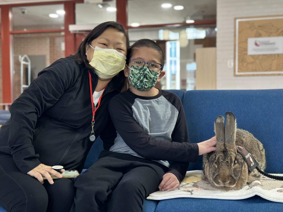 Image from Programs they love - Boy and his mother with a rabbit