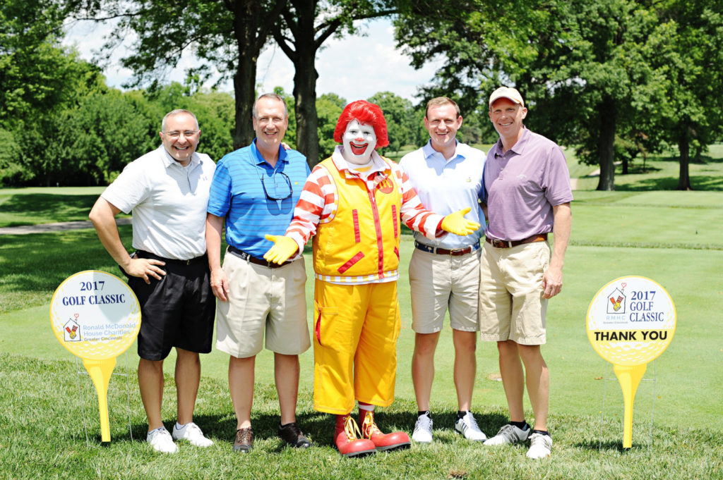 Group of golfers from Cincinnati Financial with Ronald McDonald